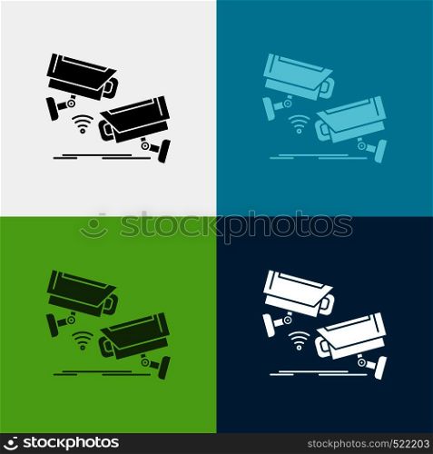CCTV, Camera, Security, Surveillance, Technology Icon Over Various Background. glyph style design, designed for web and app. Eps 10 vector illustration. Vector EPS10 Abstract Template background
