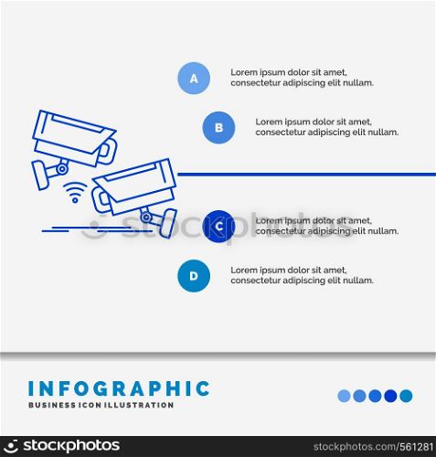 CCTV, Camera, Security, Surveillance, Technology Infographics Template for Website and Presentation. Line Blue icon infographic style vector illustration. Vector EPS10 Abstract Template background