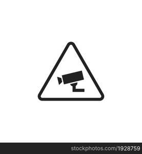 CCTV icon. Security warning sign. Video camera symbol, isolated concept in vector flat style.