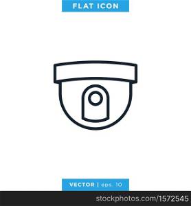 CCTV Icon Vector Logo Design Template. Editable Stroke.