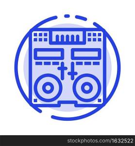 Cd, Console, Deck, Mixer, Music Blue Dotted Line Line Icon