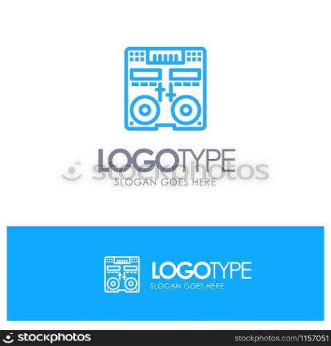 Cd, Console, Deck, Mixer, Music Blue outLine Logo with place for tagline