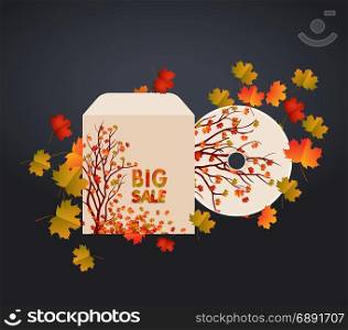 CD cover design, card and autumn leaves. It can be used as invitation and greetings for Thanksgiving