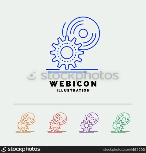 cd, disc, install, software, dvd 5 Color Line Web Icon Template isolated on white. Vector illustration. Vector EPS10 Abstract Template background