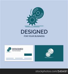 cd, disc, install, software, dvd Business Logo Glyph Icon Symbol for your business. Turquoise Business Cards with Brand logo template.. Vector EPS10 Abstract Template background