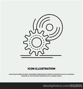 cd, disc, install, software, dvd Icon. Line vector gray symbol for UI and UX, website or mobile application. Vector EPS10 Abstract Template background