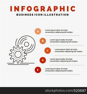 cd, disc, install, software, dvd Infographics Template for Website and Presentation. Line Gray icon with Orange infographic style vector illustration. Vector EPS10 Abstract Template background