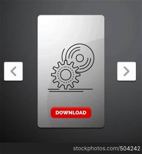 cd, disc, install, software, dvd Line Icon in Carousal Pagination Slider Design & Red Download Button. Vector EPS10 Abstract Template background