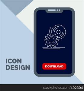 cd, disc, install, software, dvd Line Icon in Mobile for Download Page. Vector EPS10 Abstract Template background