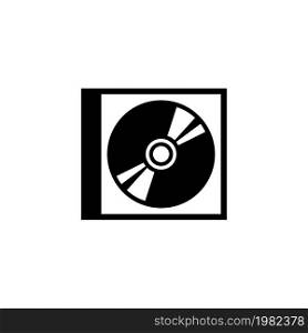 CD DVD Disc and Box. Flat Vector Icon. Simple black symbol on white background. CD DVD Disc and Box Flat Vector Icon