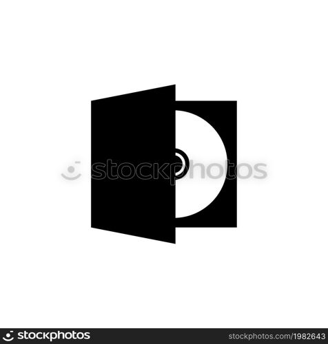 CD DVD Disc in Box. Flat Vector Icon illustration. Simple black symbol on white background. CD DVD Disc in Box sign design template for web and mobile UI element. CD DVD Disc in Box Flat Vector Icon