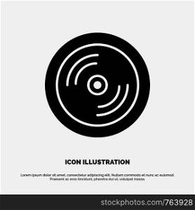 Cd, Dvd, Disk, Education Solid Black Glyph Icon