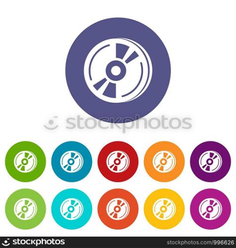 Cd icons color set vector for any web design on white background. Cd icons set vector color