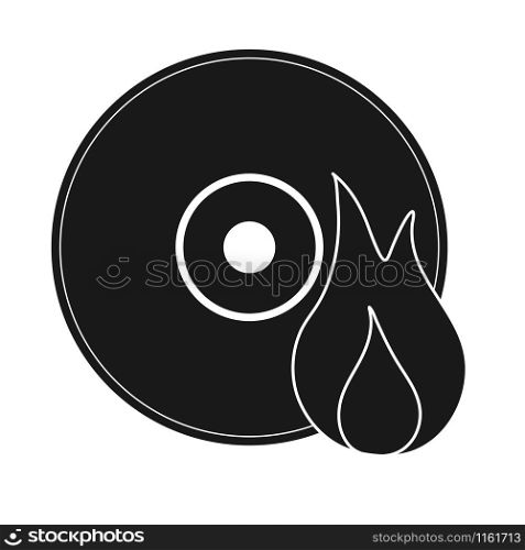 CD or DVD burning icon. vector silhouette in flat style isolated on white background. Simple design