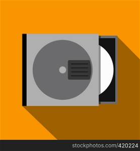 CD or DVD case icon. Flat illustration of CD or DVD case vector icon for web isolated on yellow background. CD or DVD case icon, flat style