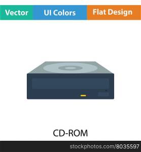 CD-ROM icon. Flat color design. Vector illustration.