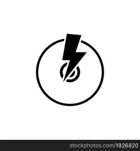CD Writer, Disc with Lightning. Flat Vector Icon illustration. Simple black symbol on white background. CD Writer, Disc with Lightning sign design template for web and mobile UI element. CD Writer, Disc with Lightning Flat Vector Icon