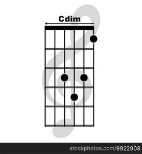 Cdim  guitar chord icon. Basic guitar chord vector illustration symbol design