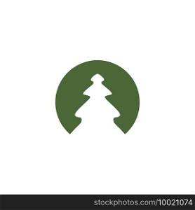 Cedar tree illustration logo design template