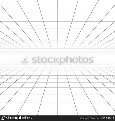 Ceiling and floor perspective grid vector lines, architecture wireframe. Ceiling and floor perspective grid vector lines, architecture wireframe. Infinity checkered tiled illustration