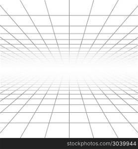 Ceiling and floor perspective grid vector lines, architecture wireframe. Ceiling and floor perspective grid vector lines, architecture wireframe. Infinity checkered tiled illustration