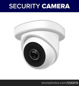 Ceiling Supervision Security Video Camera Vector. Cctv Camera Transmit Video And Audio Signal To Wireless Receiver Through Radio Band. Privacy Monitoring Security Realistic 3d Illustration. Ceiling Supervision Security Video Camera Vector