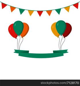 celebraition colourful ballons isolated in white background. balloons with celebrate flags