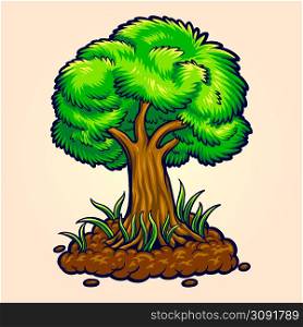 Celebrate arbor day green trees vector illustrations for your work logo, merchandise t-shirt, stickers and label designs, poster, greeting cards advertising business company or brands