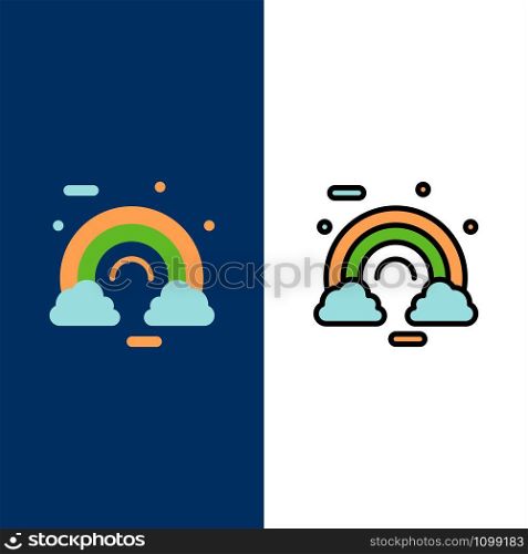 Celebrate, Cloud, Colorful, Ireland, Irish Icons. Flat and Line Filled Icon Set Vector Blue Background