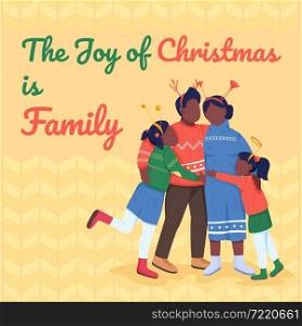 Celebrate holiday together social media post mockup. Joy of Christmas is family phrase. Web banner design template. Booster, content layout with inscription. Poster, print ads and flat illustration. Celebrate holiday together social media post mockup