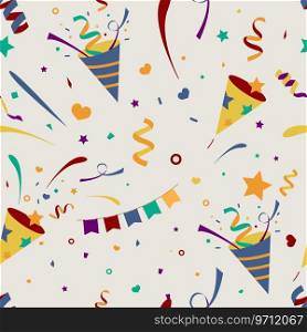 celebrate party seamless pattern with party popper,glitter..Vector illustration for postcard,banner