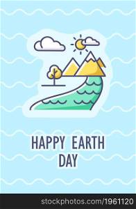Celebrating Earth day greeting card with color icon element. Protecting land and nature. Postcard vector design. Decorative flyer with creative illustration. Notecard with congratulatory message. Celebrating Earth day greeting card with color icon element