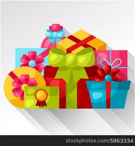 Celebration background or card with colorful gift boxes. Celebration background or card with colorful gift boxes.