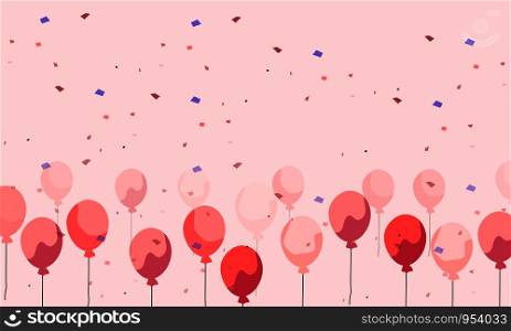 Celebration background. Pink balloons floating in the air for party and festival.