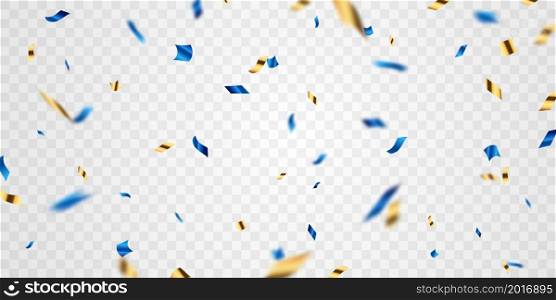 Celebration background template with confetti and gold and blueribbons. luxury greeting rich card.