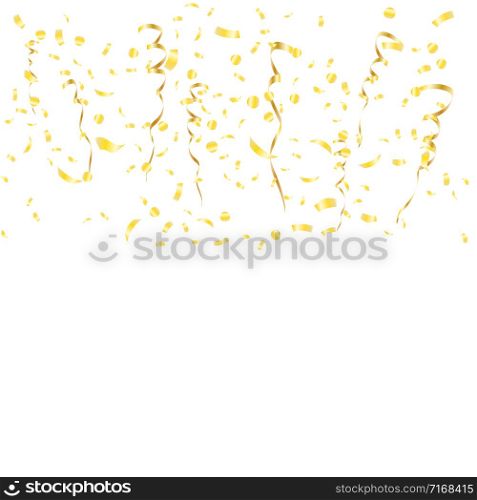 Celebration background template with confetti and gold ribbons. luxury greeting rich card