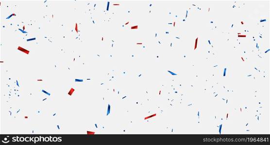 Celebration background template with confetti blue red ribbons. luxury greeting rich card.