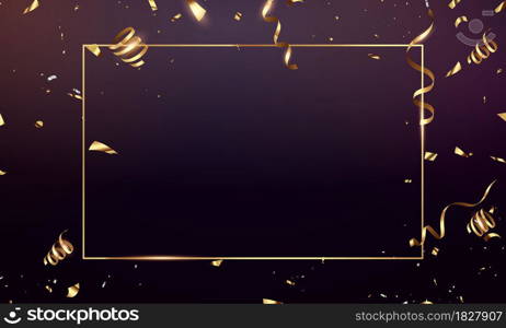 Celebration background template with confetti gold ribbons. luxury greeting rich card.