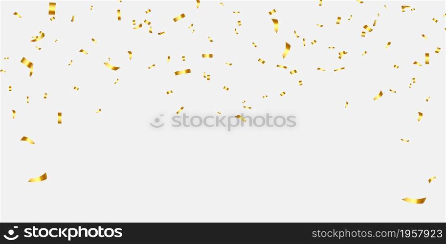 Celebration background template with confetti gold ribbons. luxury greeting rich card.