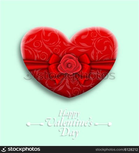 Celebration Background with Wishes for Valentines Day with Gift Box in Heart Shaped. Illustration Celebration Background with Wishes for Valentines Day with Gift Box in Heart Shaped - Vector