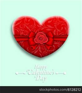 Celebration Background with Wishes for Valentines Day with Gift Box in Heart Shaped. Illustration Celebration Background with Wishes for Valentines Day with Gift Box in Heart Shaped - Vector