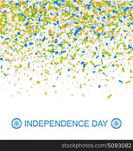 Celebration Banner for Indian Independence Day with Confetti in National Colors. Celebration Banner for Indian Independence Day with Confetti in National Colors, 15th of August - Illustration Vector