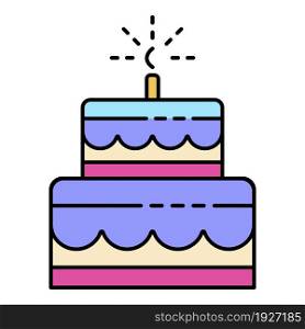 Celebration birthday cake icon. Outline celebration birthday cake vector icon color flat isolated. Celebration birthday cake icon color outline vector