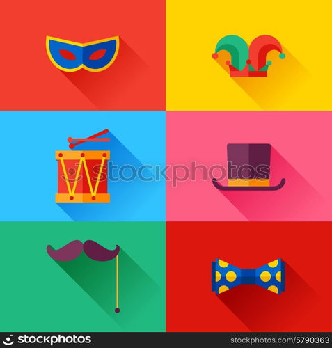 Celebration carnival set of flat icons and objects. Celebration carnival set of flat icons and objects.