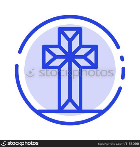 Celebration, Christian, Cross, Easter Blue Dotted Line Line Icon