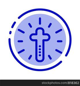 Celebration, Christian, Cross, Easter Blue Dotted Line Line Icon