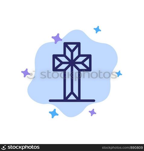 Celebration, Christian, Cross, Easter Blue Icon on Abstract Cloud Background