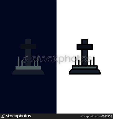 Celebration, Christian, Cross, Easter Icons. Flat and Line Filled Icon Set Vector Blue Background