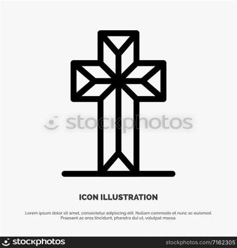 Celebration, Christian, Cross, Easter Line Icon Vector