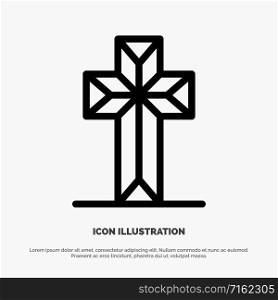 Celebration, Christian, Cross, Easter Line Icon Vector